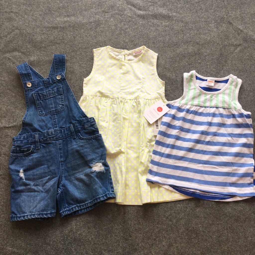 Girl Size 5/6 Clothing Lot 3x Pieces Bulk Summer Denim Colorful Preppy Cotton